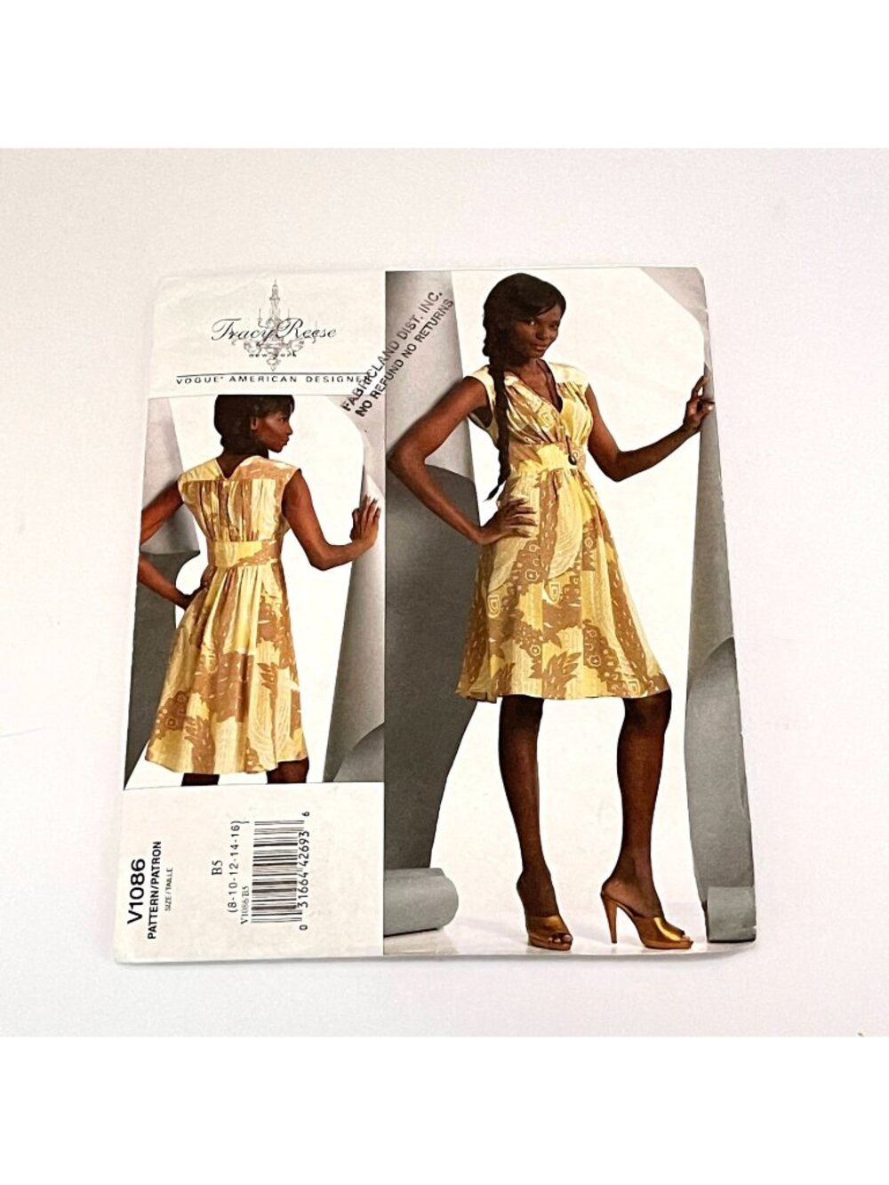 Vogue  V1086 Tracey Reese Sleeveless Dress Size  8 10 12 14 16 Pattern Uncut USA